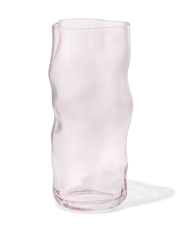vaas ⌀10x26cm glas organisch roze - 13326022 - HEMA
