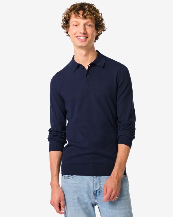 pull col roul&eacute; homme bleu fonc&eacute; - 2129980DARKBLUE - HEMA