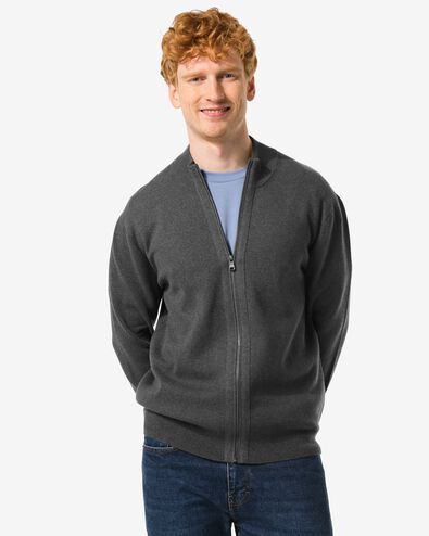 pull homme avec fermeture &eacute;clair gris fonc&eacute; L - 2140122 - HEMA