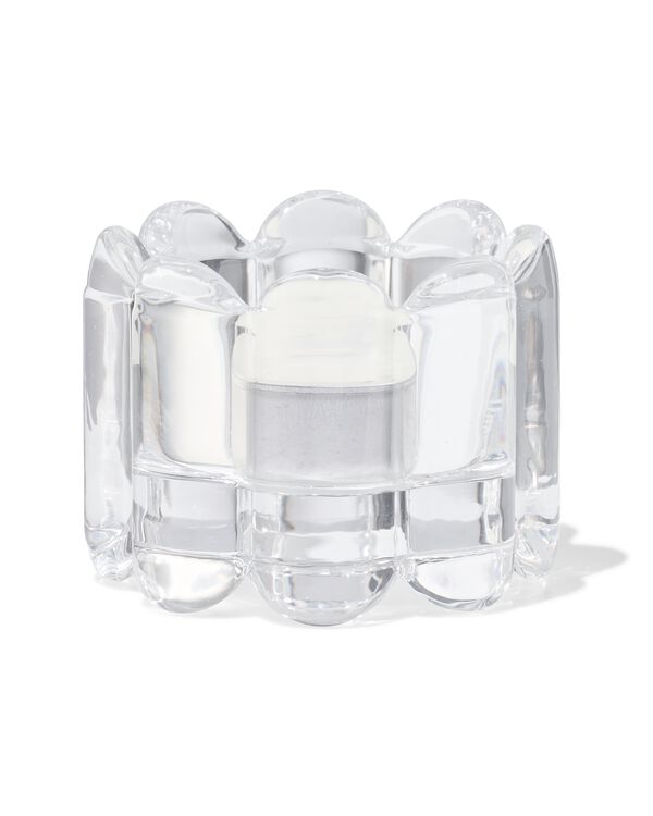 theelichthouder glas XS ribbel transparant - 13324182 - HEMA