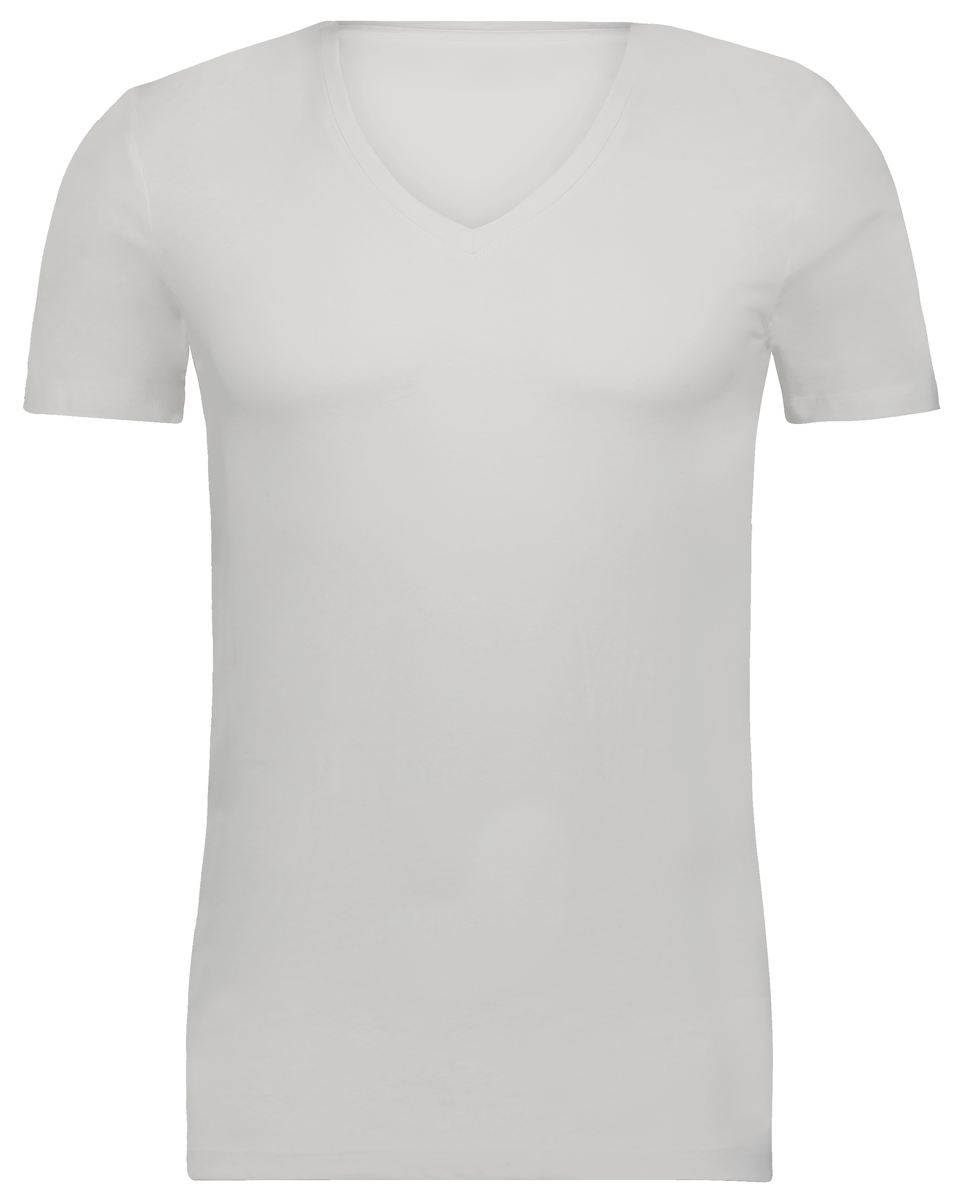 t-shirt homme slim fit col en v profond blanc blanc - 1000016216 - HEMA