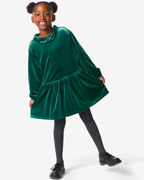 robe enfant velours vert vert - 30828002GREEN - HEMA