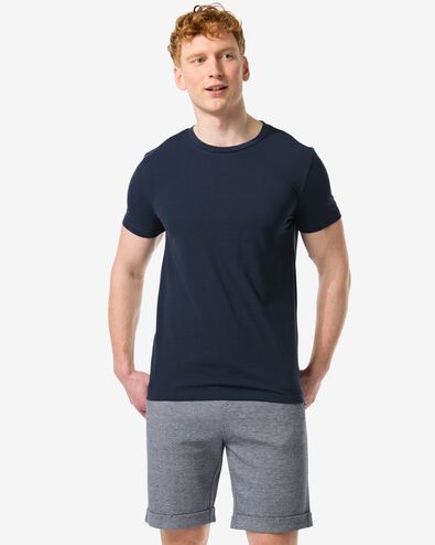 t-shirt homme piqué bleu foncé XL - 2115917 - HEMA