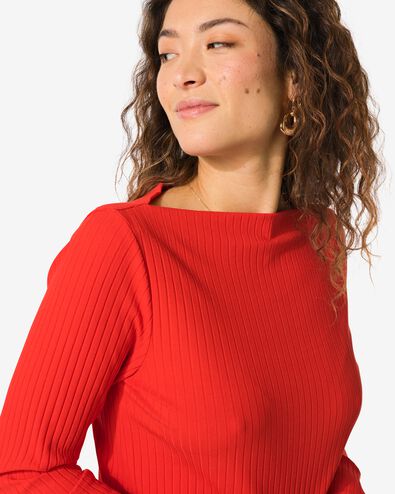 Damen-Top Caro, Ripp rot - 36251185RED - HEMA