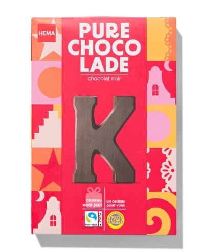 chocoladeletter puur K 140g - 24402111 - HEMA