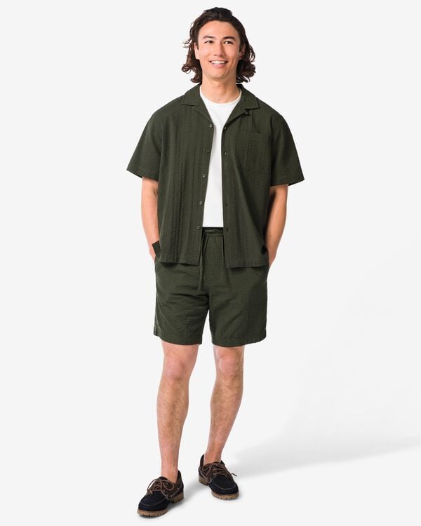chemise homme Sep seersucker vert fonc&eacute; vert fonc&eacute; - 2132320DARKGREEN - HEMA