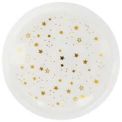 4 assiettes en plastique réutilisables - 22.5cm étoiles dorées - 25670012 - HEMA
