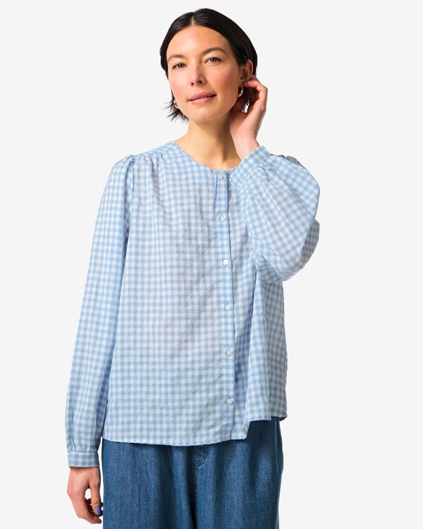 Bluse Senta kariert hellblau hellblau - 36208480LIGHTBLUE - HEMA