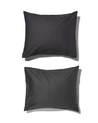 2 taies d&rsquo;oreiller coton doux 60x70 gris fonc&eacute; - 5180035 - HEMA
