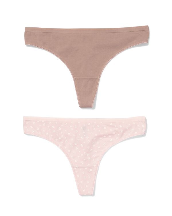 strings femme coton fleurs - lot de 2 rose p&acirc;le rose p&acirc;le - 19602335LIGHTPINK - HEMA