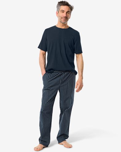 heren pyjamabroek met ruiten poplin katoen donkerblauw M - 23670772 - HEMA