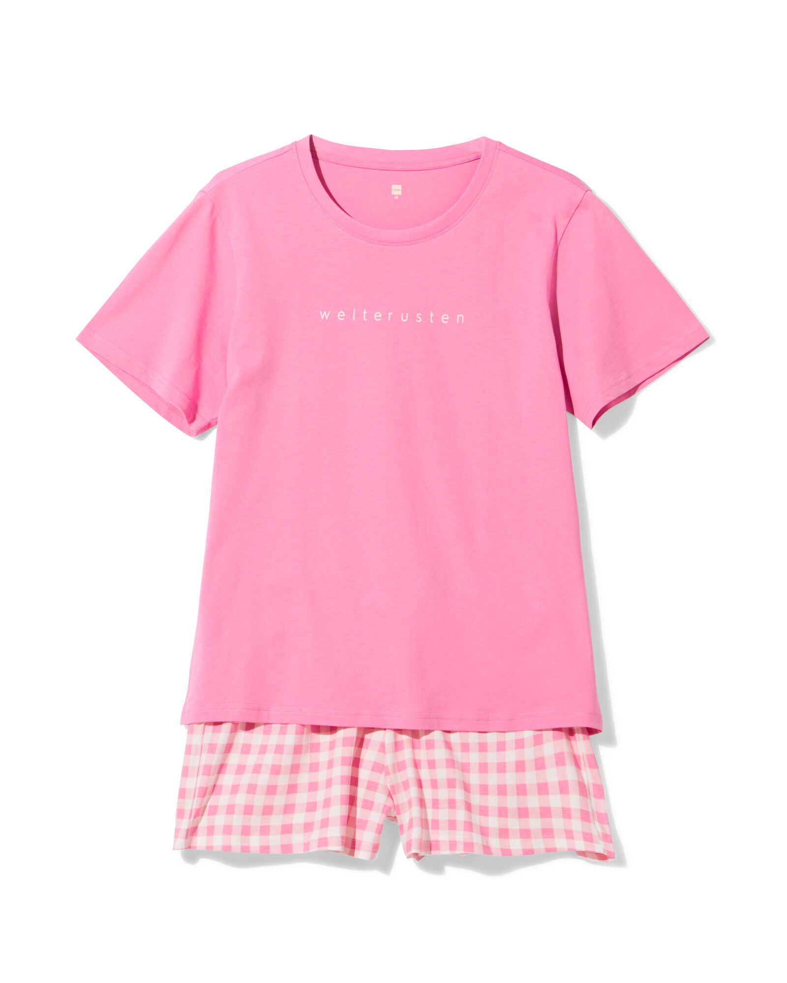 Damen-Kurz-Pyjama aus Jersey, kariert rosa rosa - 23401515PINK - HEMA