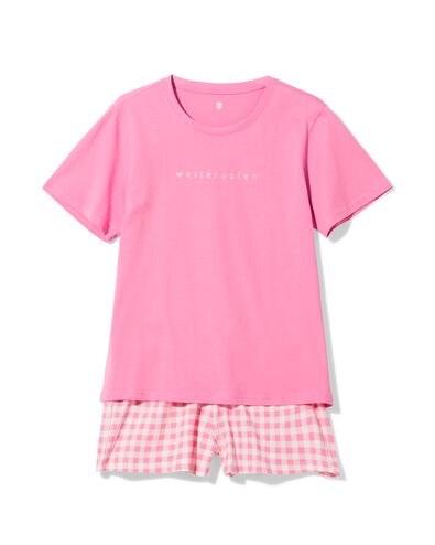 Damen-Kurz-Pyjama aus Jersey, kariert rosa rosa - 23401515PINK - HEMA