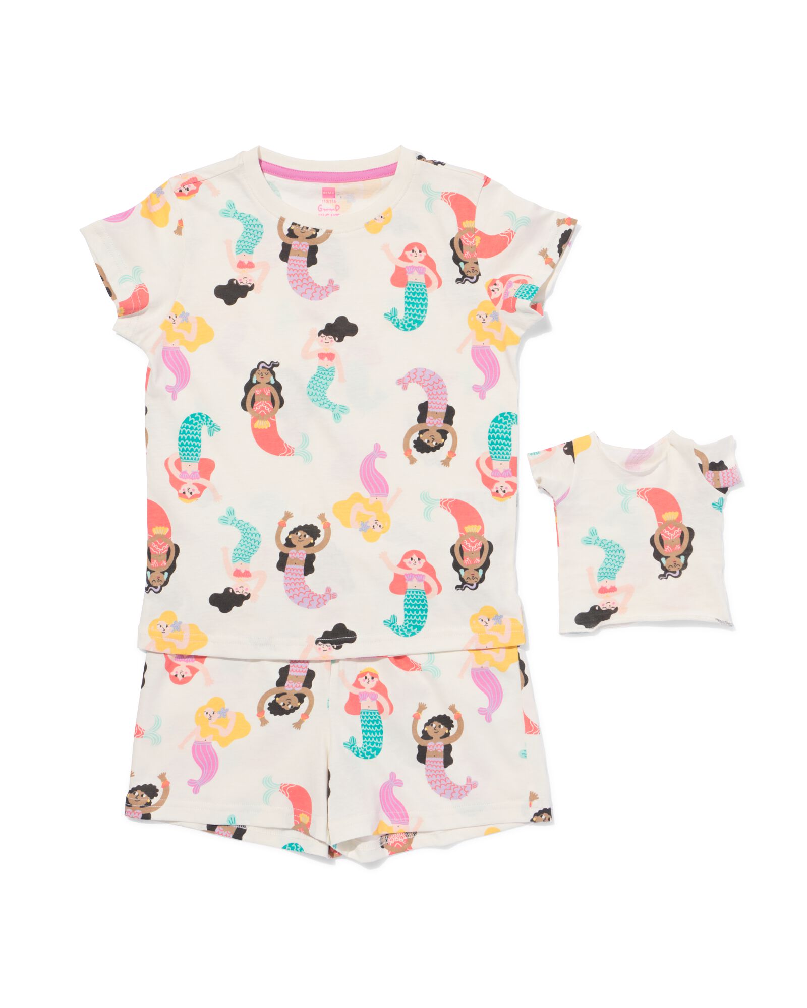 Kinder-Kurz-Pyjama Meerjungfrau eierschalenfarben eierschalenfarben - 23002860OFFWHITE - HEMA