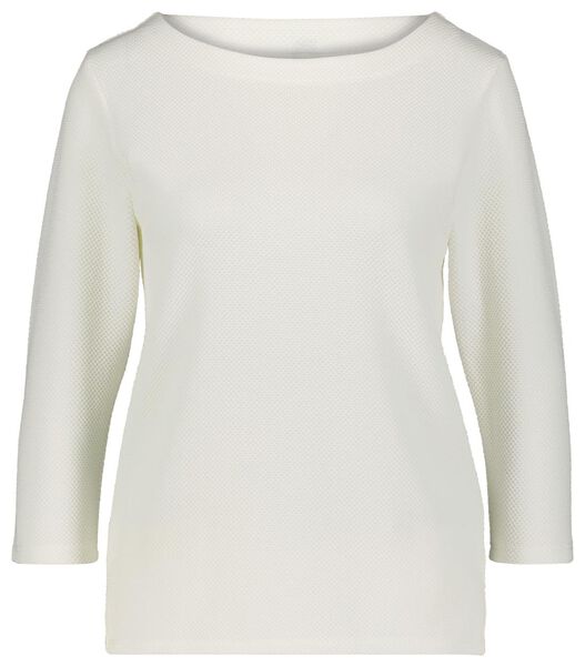 t-shirt femme relief blanc cassé S - 36289657 - HEMA