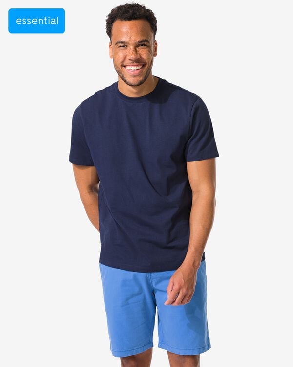 heren T-shirt regular fit donkerblauw donkerblauw - 2190330DARKBLUE - HEMA