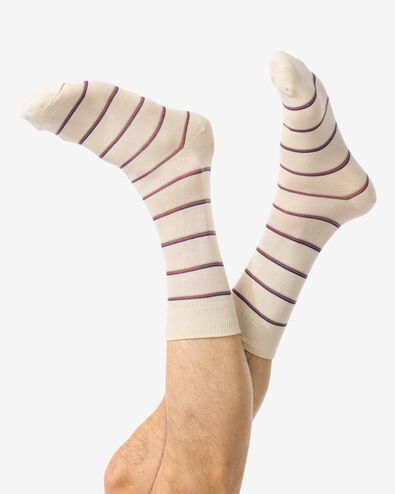 heren sokken met katoen strepen beige 39/42 - 4152681 - HEMA