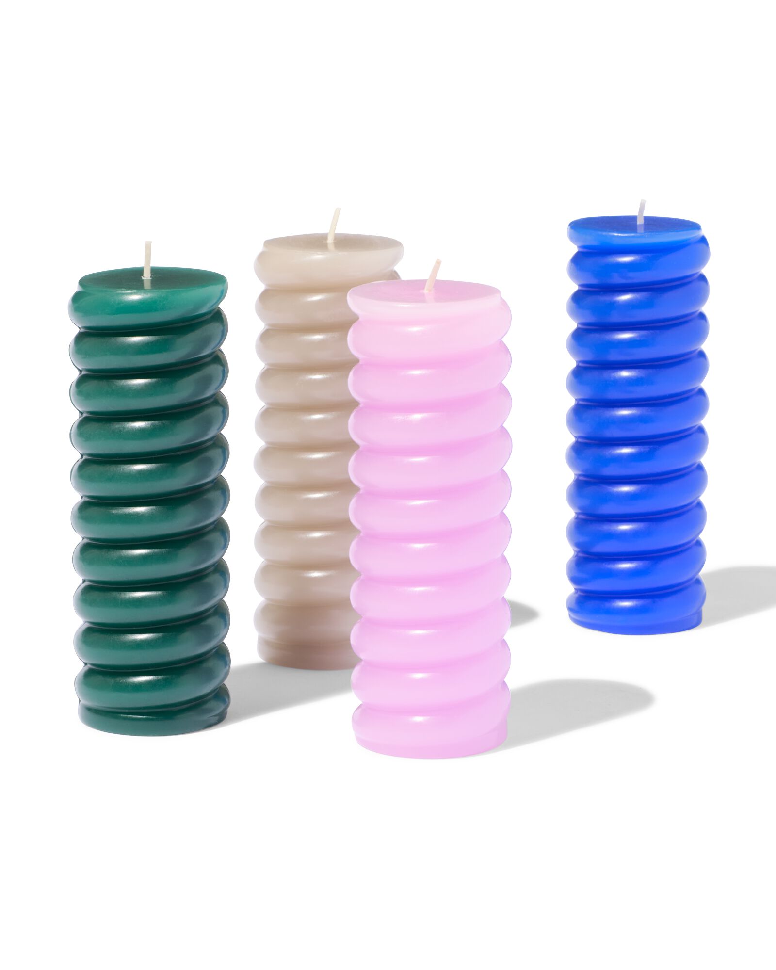 bougie cylindrique nervur&eacute;e 5,5 x 15 cm bleu - 13506106 - HEMA