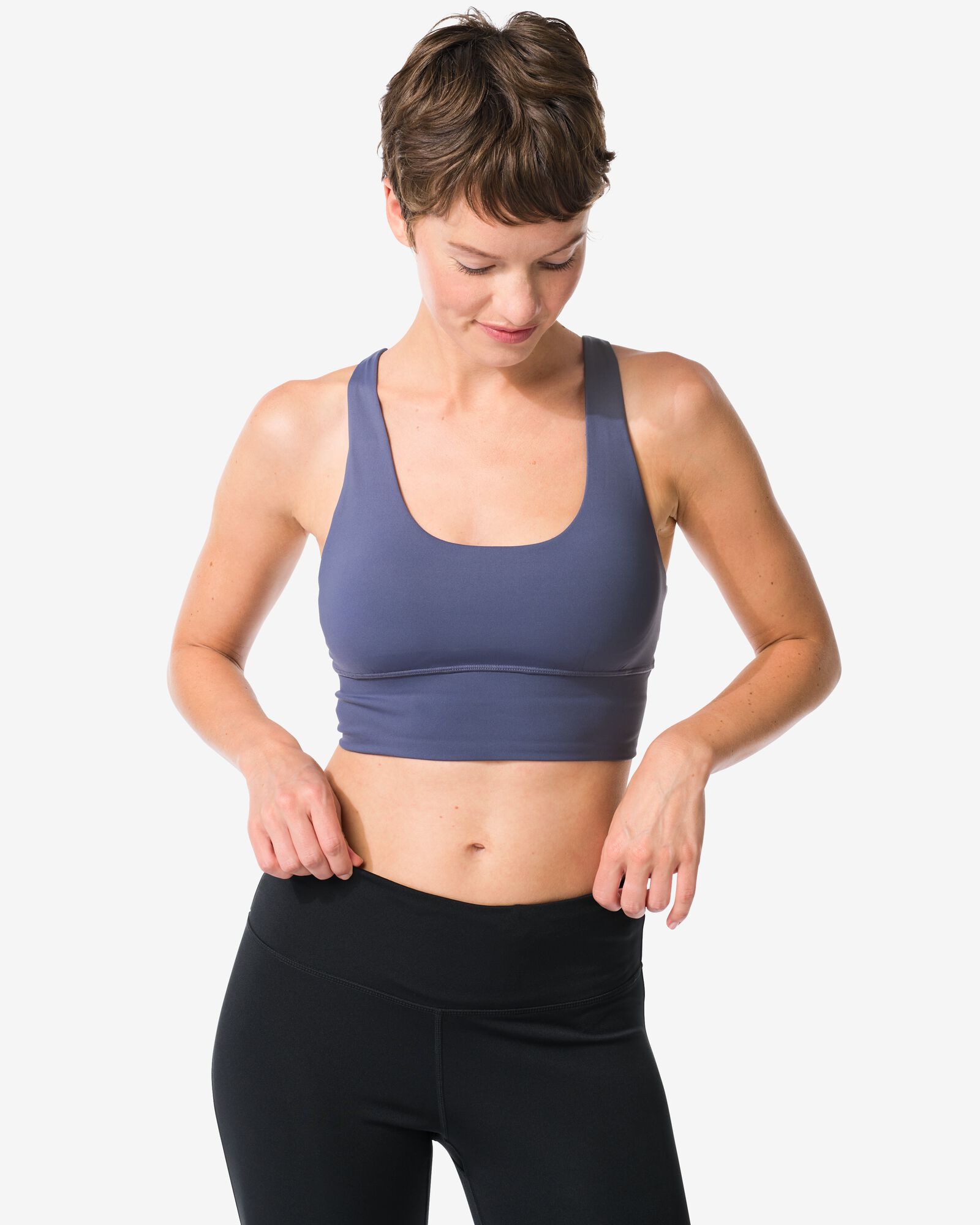 soutien-gorge de sport pr&eacute;form&eacute; maintien l&eacute;ger sans armatures bleu fonc&eacute; - 21700205DARKBLUE - HEMA