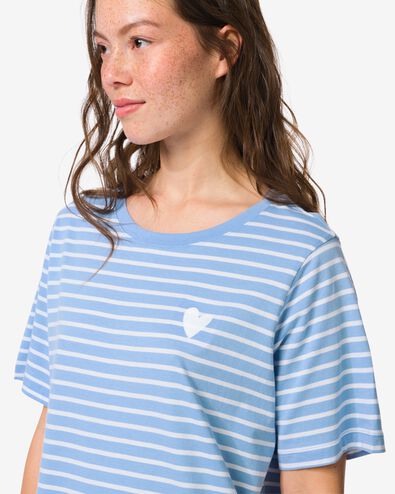 damesnachthemd jersey strepen blauw blauw - 23401205BLUE - HEMA