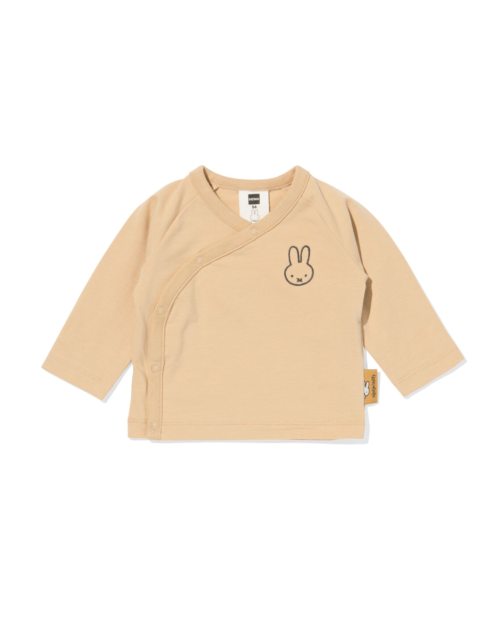 nijntje newborn T-shirt met overslag sable sable - 33437620SAND - HEMA