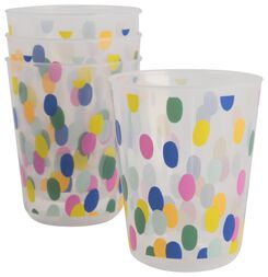 4 gobelets en plastique réutilisables - Ø7.5 cm - confetti - 14200495 - HEMA