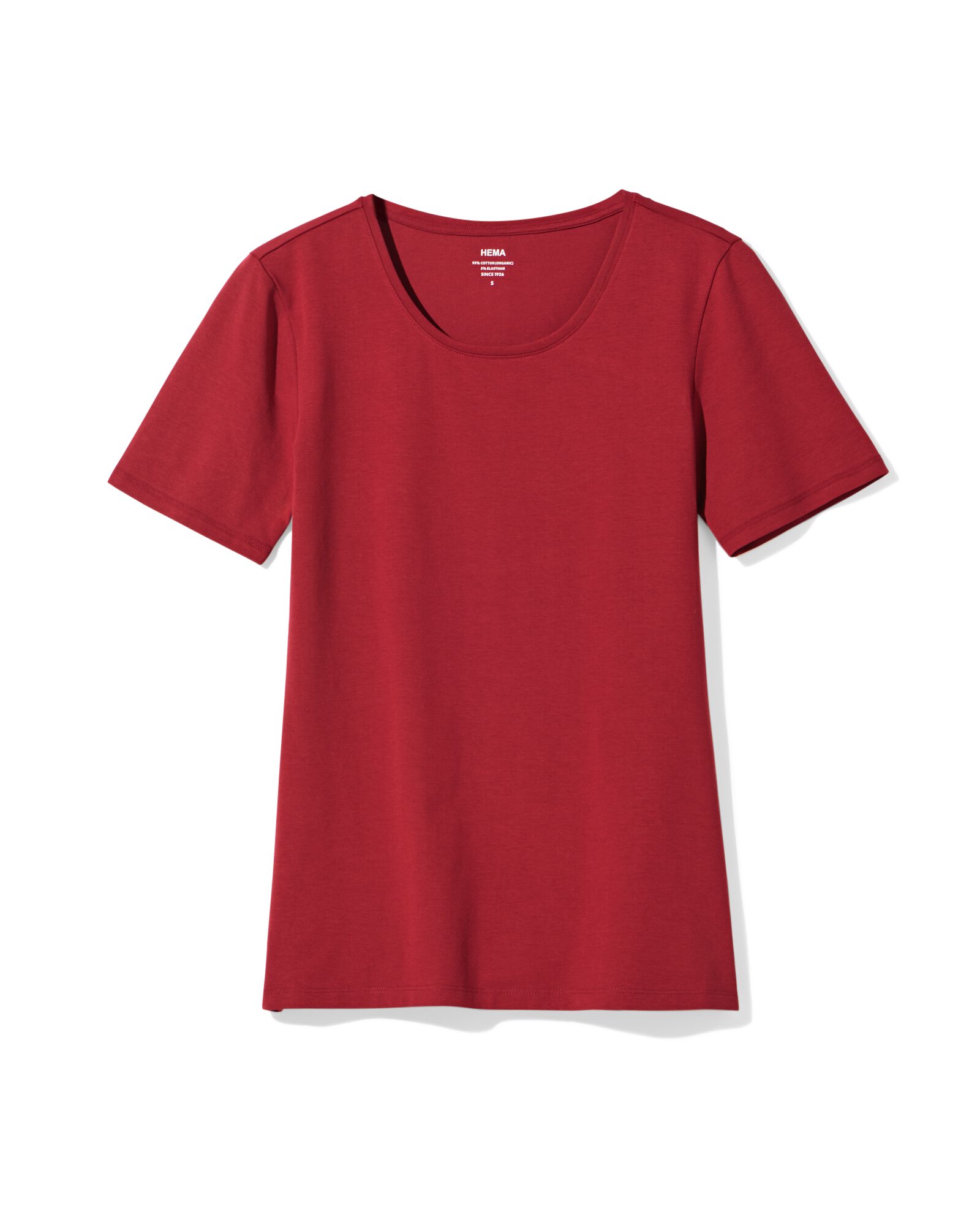 dames T-shirt basic o-hals rood rood - 36302260RED - HEMA