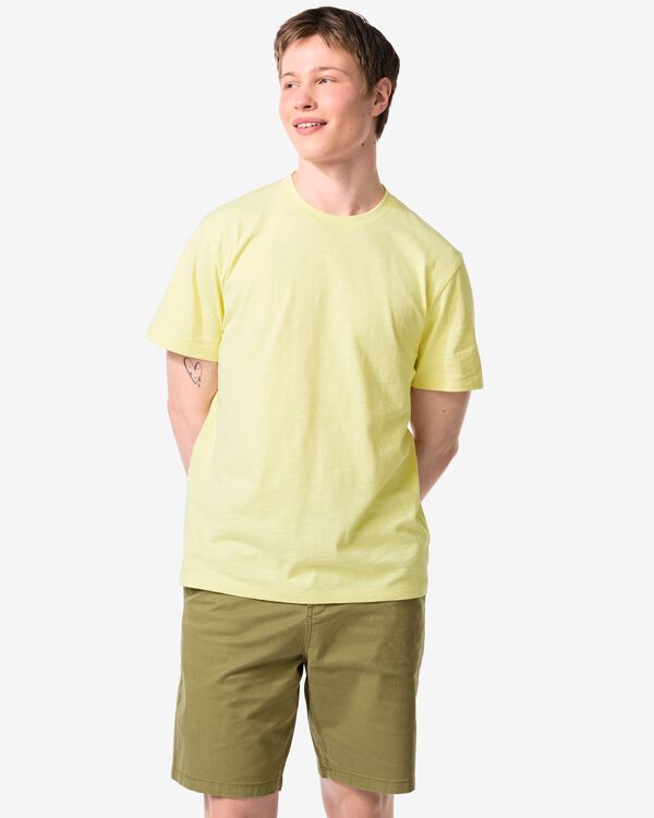 heren T-shirt Jaap slub lichtgeel lichtgeel - 2178840LIGHTYELLOW - HEMA