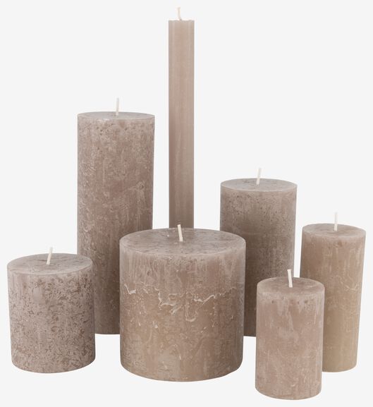 bougie rustique - 7x19 - taupe taupe 7 x 19 - 13502437 - HEMA