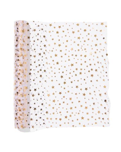 tafelloper 3mx30cm tule sterren goud - 25600076 - HEMA