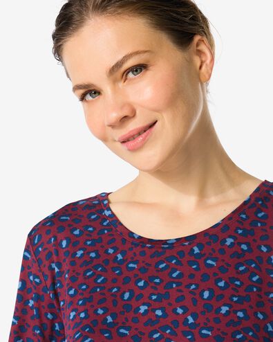 Damennachthemd aus Mikrofaser, Leopardenmuster bordeauxrot - 23400940BURGUNDYRED - HEMA