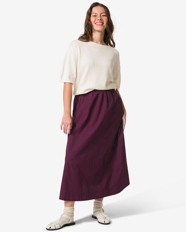 jupe trap&egrave;ze femme Daisy popeline bordeaux bordeaux - 36207820BURGUNDYRED - HEMA
