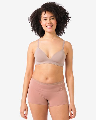 damesboxer naadloos micro met kant lichtbruin - 19690822LIGHTBROWN - HEMA