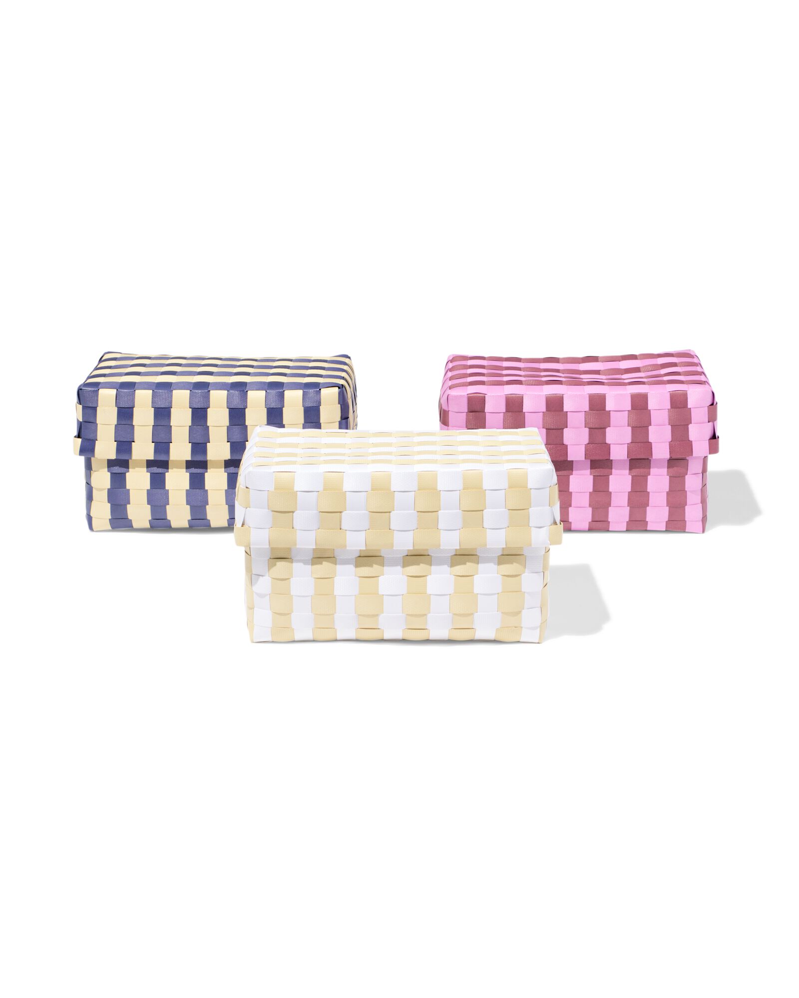 Korb 20 x 15 cm mit Deckel, kariert, Lila - 39800052 - HEMA