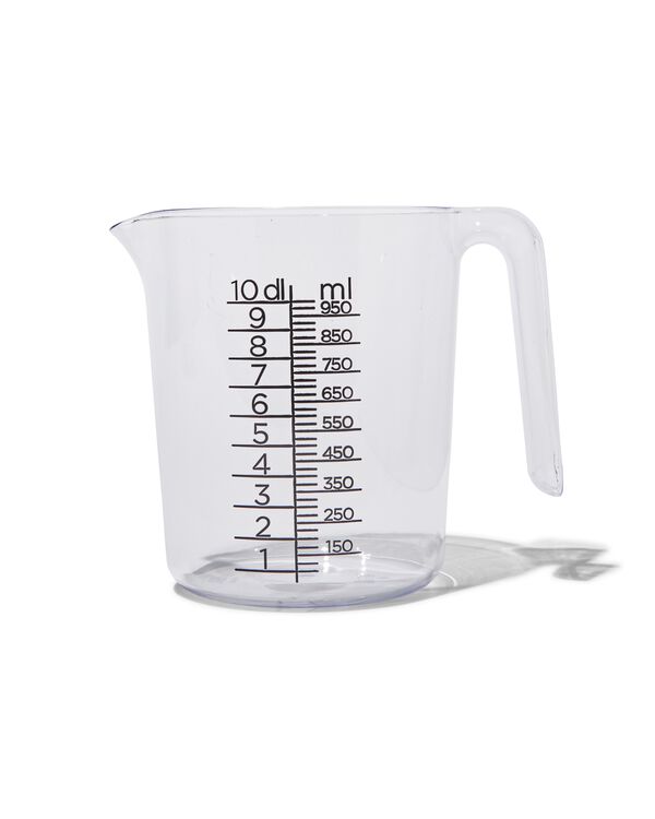 maatbeker 1L kunststof transparant - 80810031 - HEMA