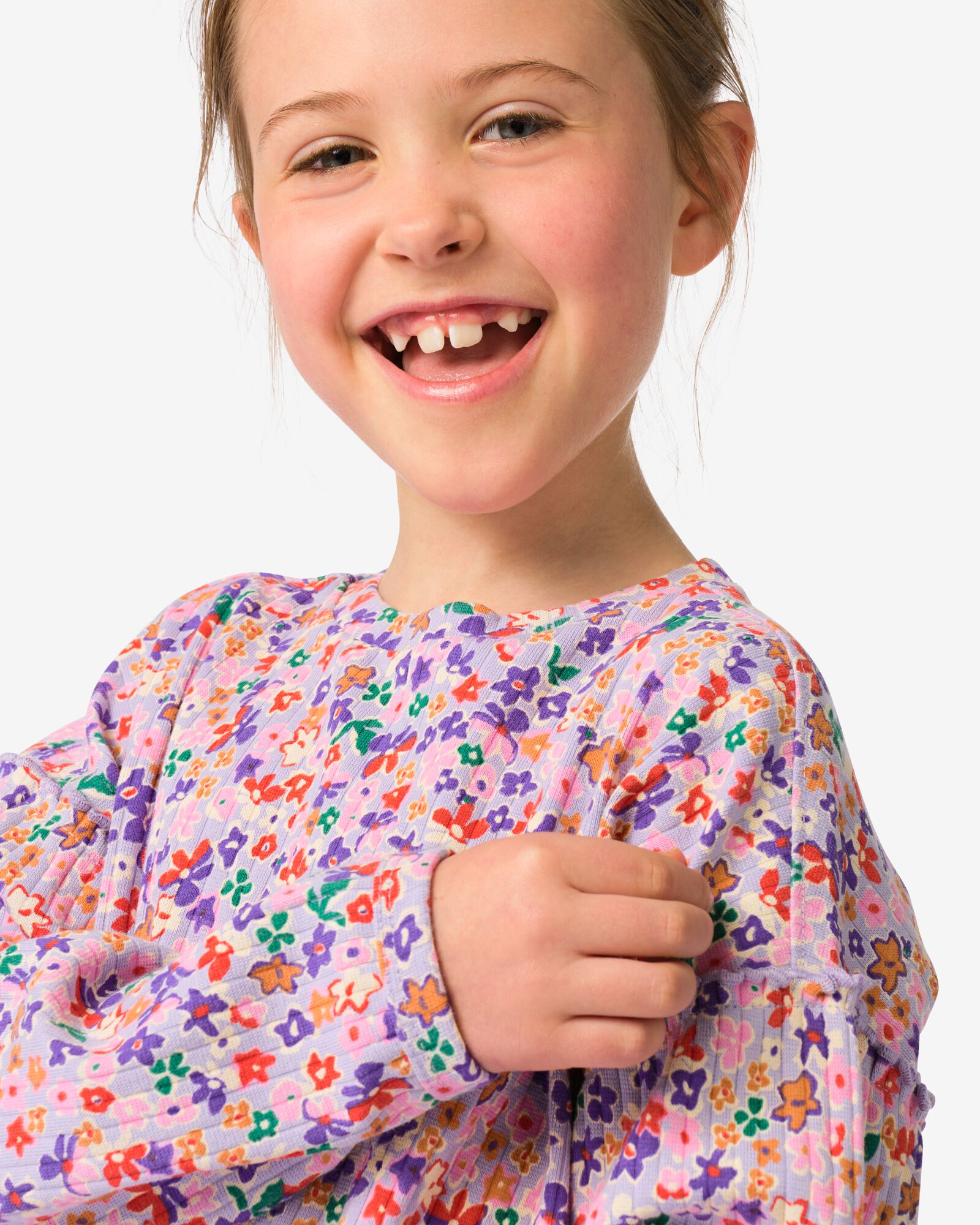 Kinderkleid gerippt mit Blumen lavendel lavendel - 30829306LAVENDER - HEMA