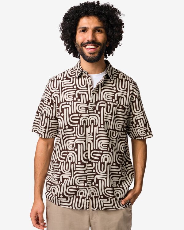 chemise homme Lenny imprim&eacute; marron fonc&eacute; marron fonc&eacute; - 2133150DARKBROWN - HEMA