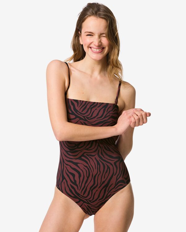 Damen-Badeanzug Nina, Zebramuster schokoladenbraun schokoladenbraun - 22360610CHOCOLATEBROWN - HEMA