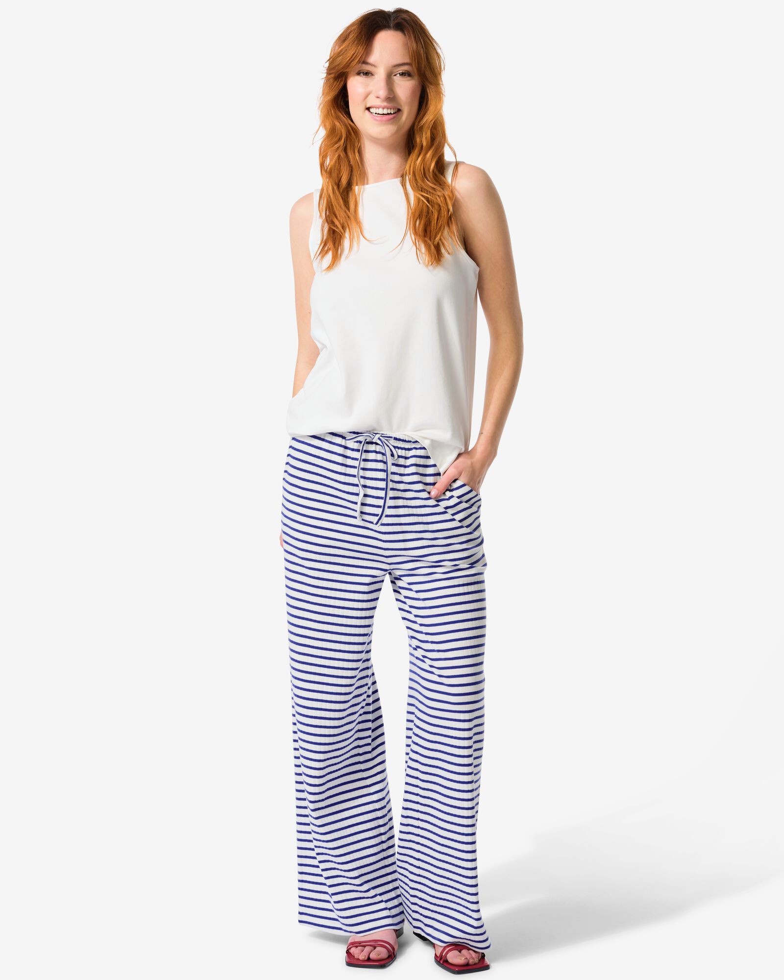 pantalon Noel larges rayures femme bleu cobalt - 36269475COBALTBLUE - HEMA