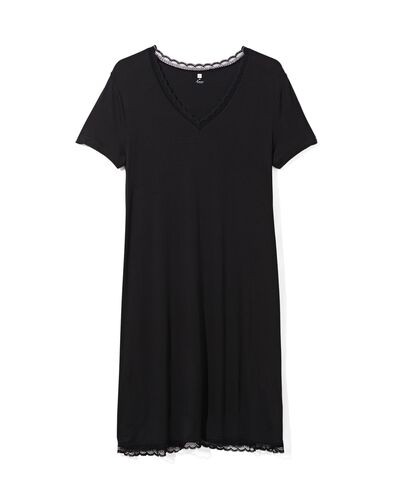 chemise de nuit femme viscose avec dentelle noir S - 23493761 - HEMA
