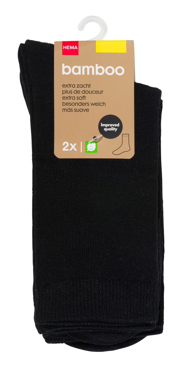 2 paires de chaussettes femme avec bambou sans coutures noir noir - 1000028915 - HEMA