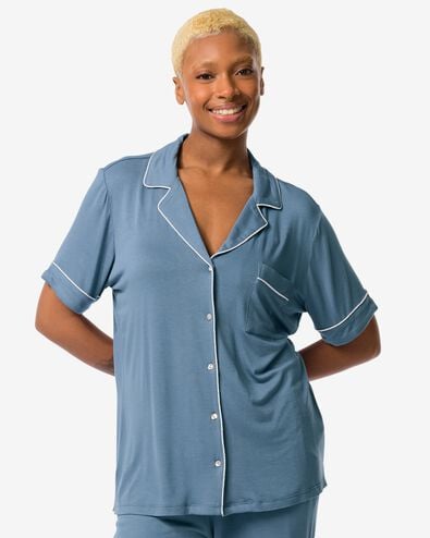 t-shirt de nuit femme viscose bleu moyen S - 23480231 - HEMA
