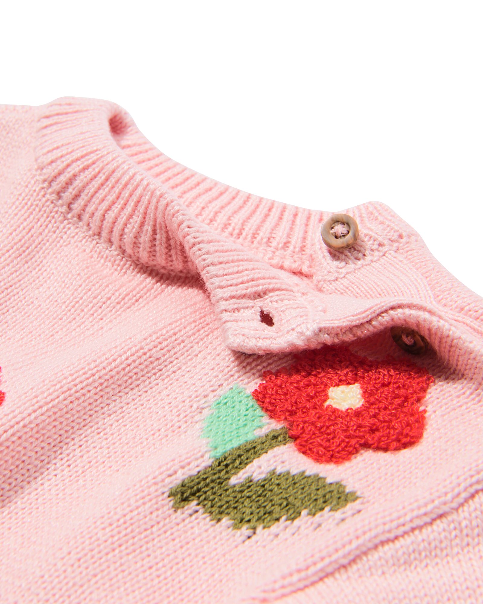 babytrui fijngebreid bloemen lichtroze - 33059770LIGHTPINK - HEMA