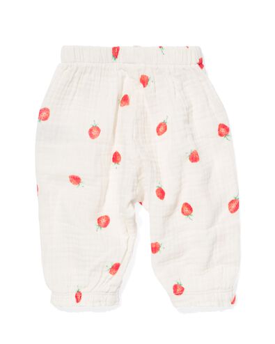 pantalon nouveau-né mousseline fraises blanc cassé 50 - 33495611 - HEMA