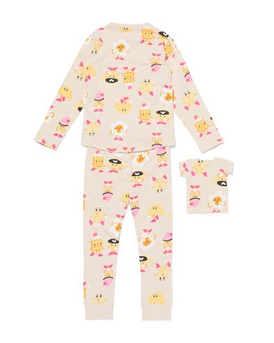 kinderpyjama ontbijt met poppenpyjama gebroken wit gebroken wit - 23002560OFFWHITE - HEMA