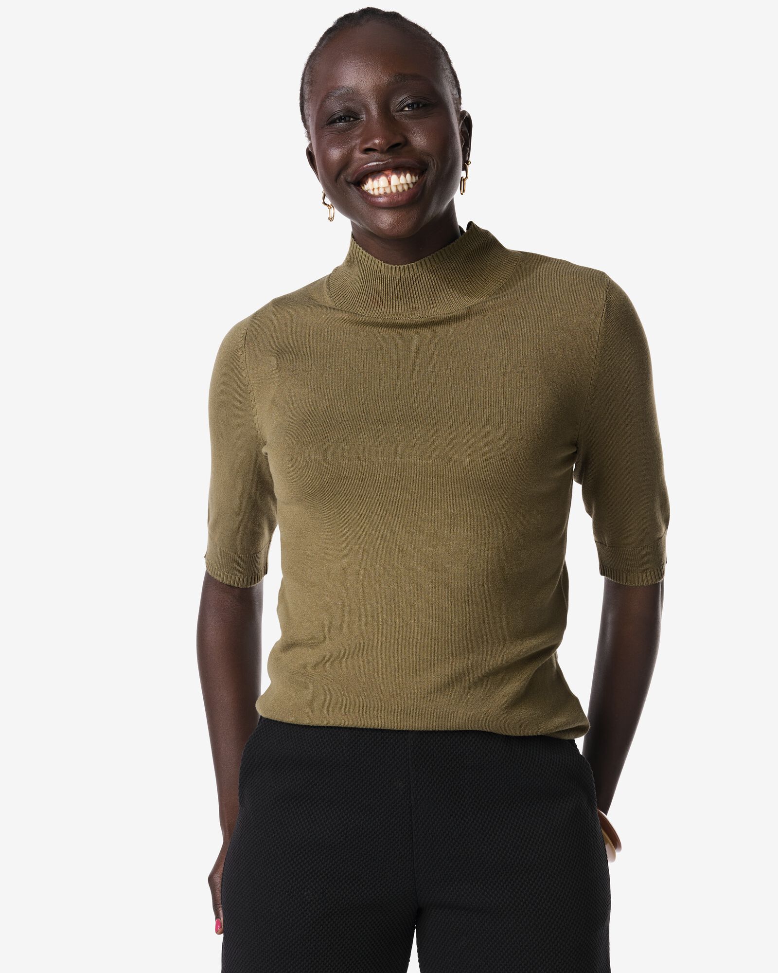 damestrui Lily fijngebreid olijf olijf - 36302880OLIVE - HEMA