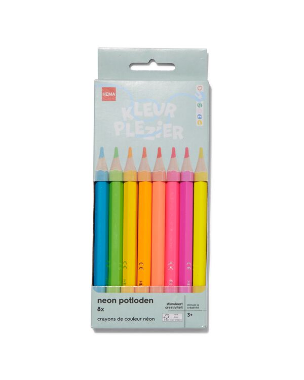 8 crayons de couleur fluo - 15990049 - HEMA