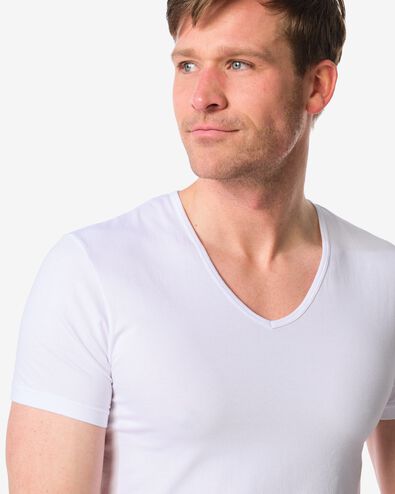 2er-Pack Herren-T-Shirts, Slim Fit, V-Ausschnitt, nahtlos wei&szlig; wei&szlig; - 1000009976 - HEMA