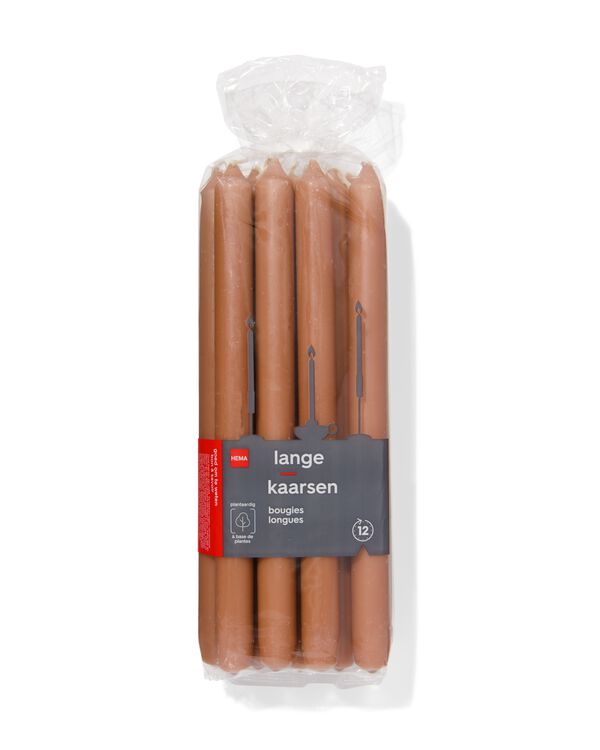 lange huishoudkaarsen &Oslash;2.2x29 - 12 stuks bruin bruin - 2000000364 - HEMA