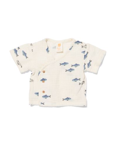 t-shirt nouveau-n&eacute; mousseline imprim&eacute; animal avec cache-c&oelig;ur blanc cass&eacute; blanc cass&eacute; - 33453020OFFWHITE - HEMA